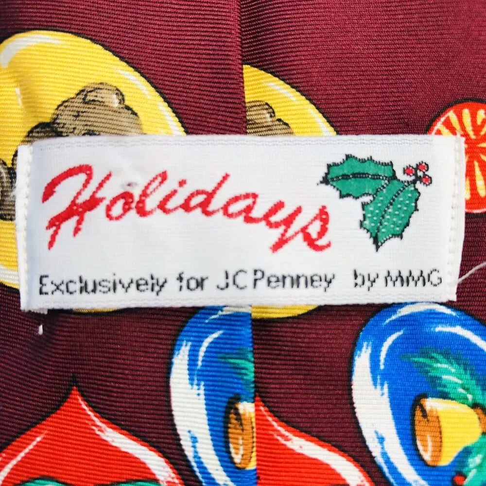 HOLIDAYS by JCPenney by MMG🎅🏻Burgundy Red Santa Claus Christmas🎅🏻Holiday Tie